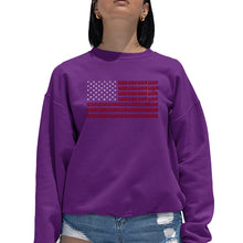 Load image into Gallery viewer, USA Flag  - Women&#39;s Word Art Crewneck Sweatshirt