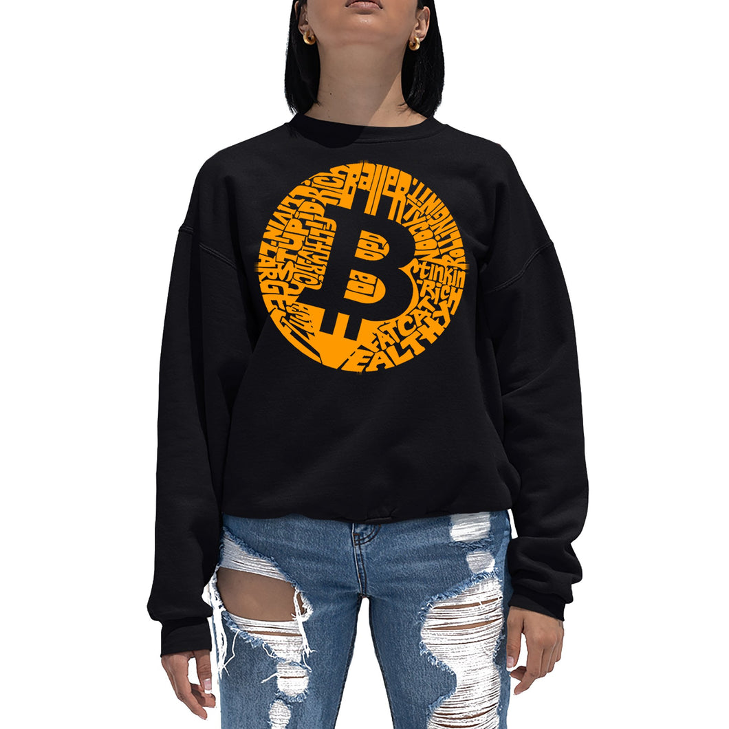 Bitcoin  - Women's Word Art Crewneck Sweatshirt