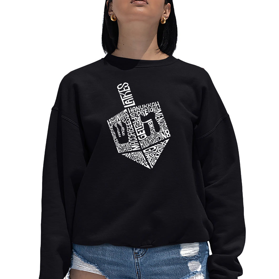 Hanukkah Dreidel - Women's Word Art Crewneck Sweatshirt