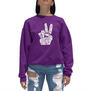 PEACE FINGERS - Women's Word Art Crewneck Sweatshirt