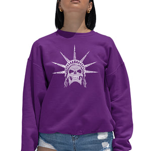 Freedom Skull  - Women's Word Art Crewneck Sweatshirt