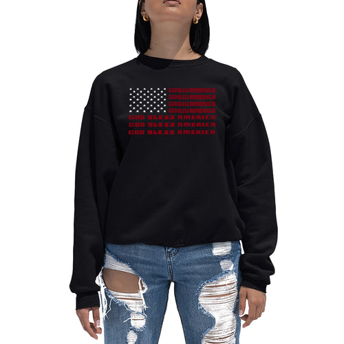 God Bless America - Women's Word Art Crewneck Sweatshirt