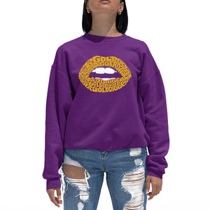 Gold Digger Lips - Women's Word Art Crewneck Sweatshirt