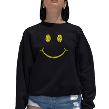 Load image into Gallery viewer, Be Happy Smiley Face  - Women&#39;s Word Art Crewneck Sweatshirt