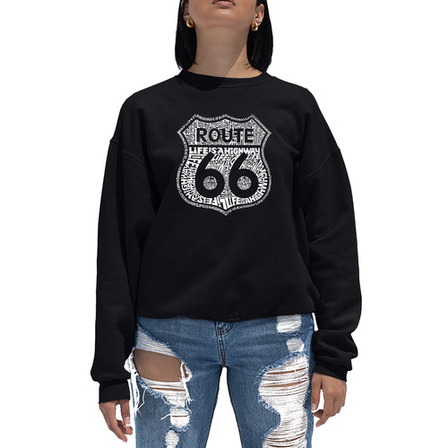Route 66 Life is a Highway - Women's Word Art Crewneck Sweatshirt