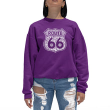 Load image into Gallery viewer, Route 66 Life is a Highway - Women&#39;s Word Art Crewneck Sweatshirt