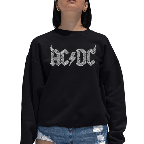 ACDC Classic Horns Logo  - Women's Word Art Crewneck Sweatshirt