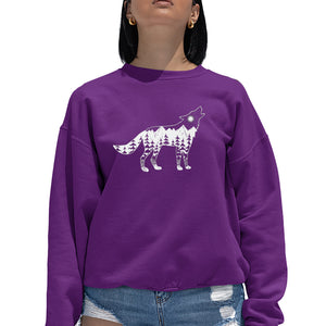 Howling Wolf  - Women's Word Art Crewneck Sweatshirt