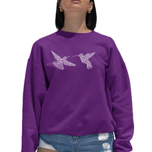 Load image into Gallery viewer, Hummingbirds - Women&#39;s Word Art Crewneck Sweatshirt