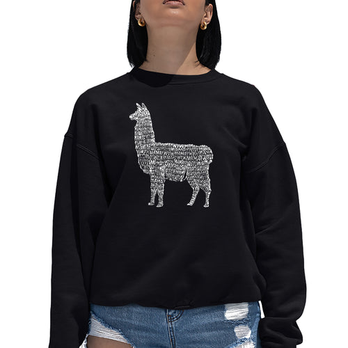 Llama Mama  - Women's Word Art Crewneck Sweatshirt