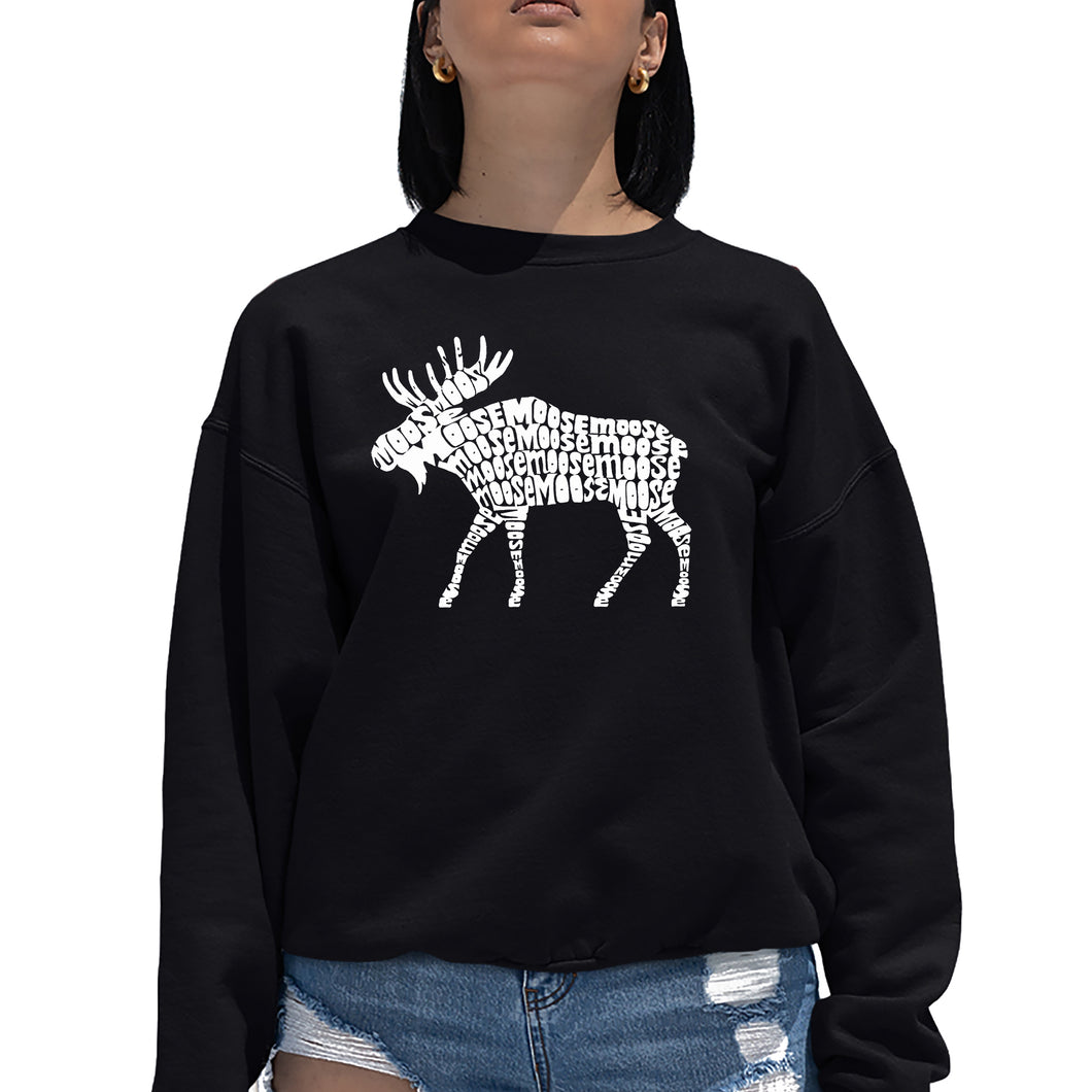 Moose  - Women's Word Art Crewneck Sweatshirt
