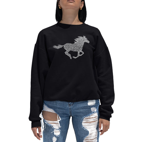 Horse Breeds -  Women's Word Art Crewneck Sweatshirt