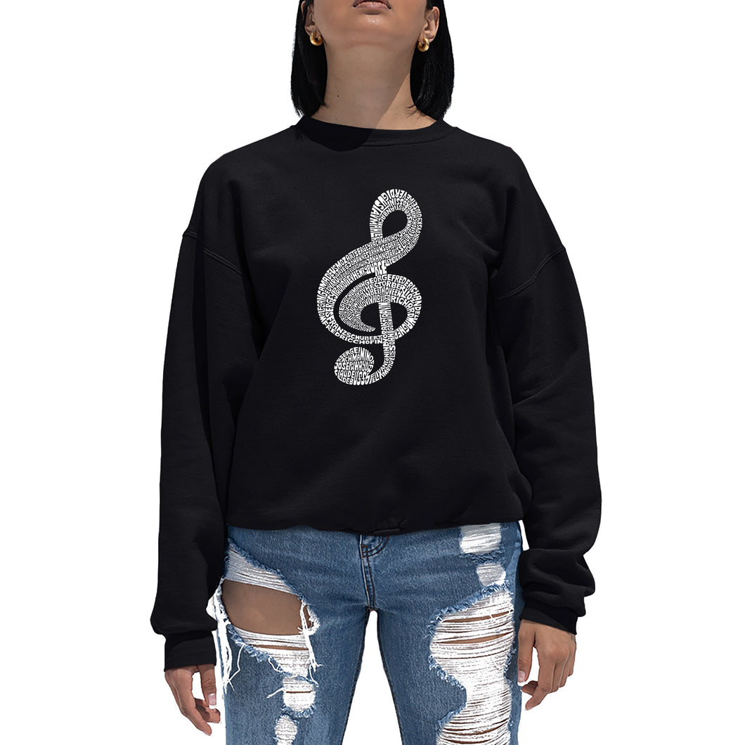 Music Note -  Women's Word Art Crewneck Sweatshirt