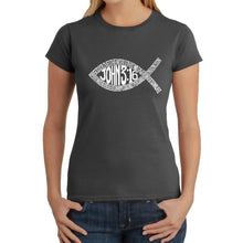 Load image into Gallery viewer, John 3:16 Fish Symbol -  Women&#39;s Word Art T-Shirt