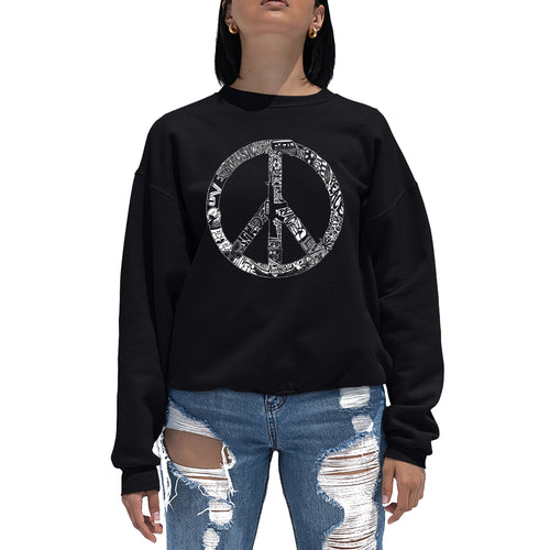 PEACE, LOVE, & MUSIC - Women's Word Art Crewneck Sweatshirt