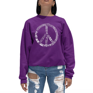 PEACE, LOVE, & MUSIC - Women's Word Art Crewneck Sweatshirt