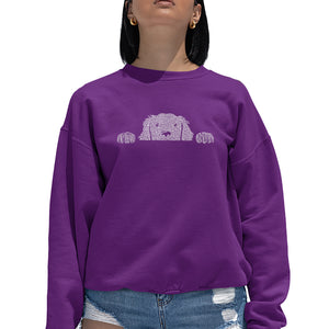 Peeking Dog  - Women's Word Art Crewneck Sweatshirt