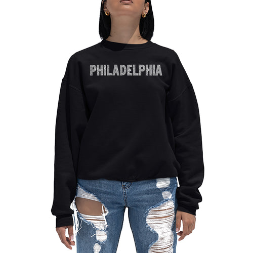 PHILADELPHIA NEIGHBORHOODS - Women's Word Art Crewneck Sweatshirt