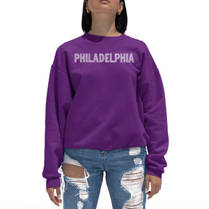 PHILADELPHIA NEIGHBORHOODS - Women's Word Art Crewneck Sweatshirt