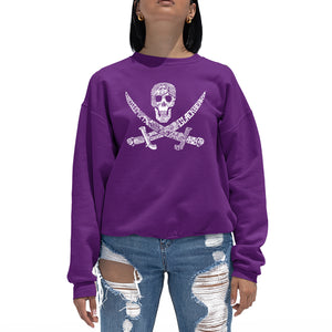 PIRATE CAPTAINS, SHIPS AND IMAGERY - Women's Word Art Crewneck Sweatshirt