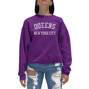 POPULAR NEIGHBORHOODS IN QUEENS, NY - Women's Word Art Crewneck Sweatshirt