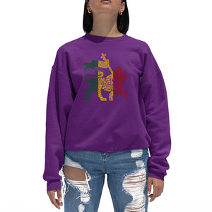 One Love Rasta Lion - Women's Word Art Crewneck Sweatshirt