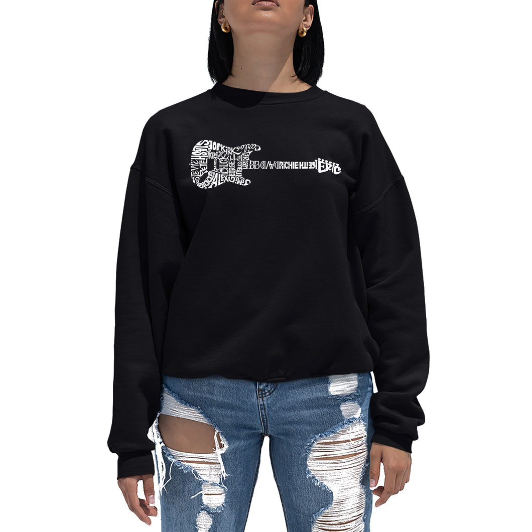 Rock Guitar -  Women's Word Art Crewneck Sweatshirt