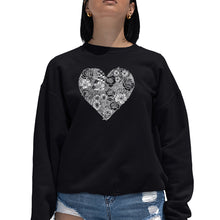 Load image into Gallery viewer, Heart Flowers  - Women&#39;s Word Art Crewneck Sweatshirt