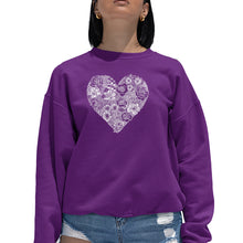 Load image into Gallery viewer, Heart Flowers  - Women&#39;s Word Art Crewneck Sweatshirt