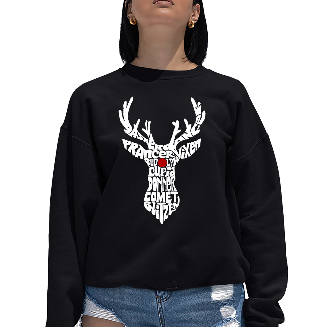 Santa's Reindeer  - Women's Word Art Crewneck Sweatshirt