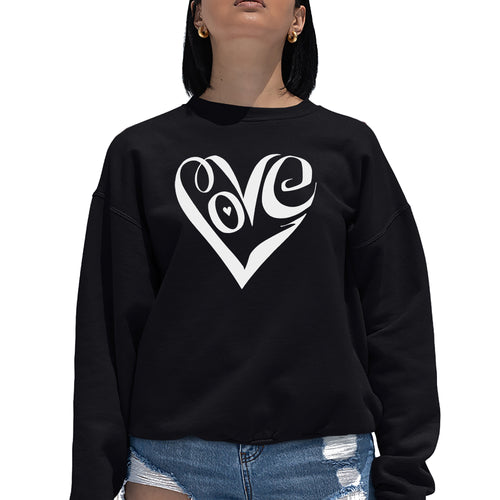 Script Love Heart  - Women's Word Art Crewneck Sweatshirt