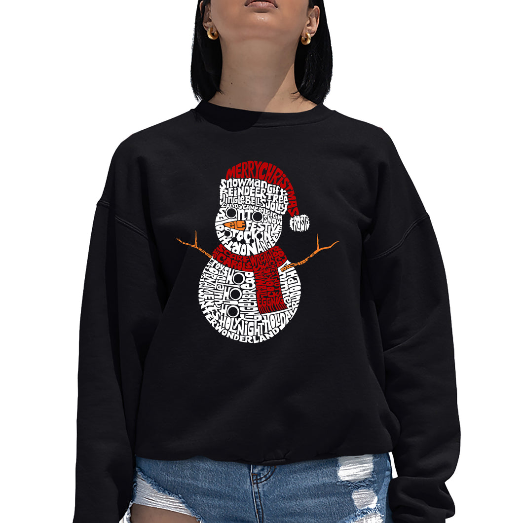 Christmas Snowman - Women's Word Art Crewneck Sweatshirt