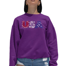 Load image into Gallery viewer, USA Fireworks - Women&#39;s Word Art Crewneck Sweatshirt