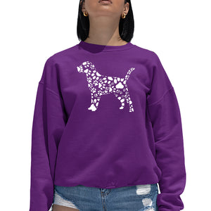 Dog Paw Prints  - Women's Word Art Crewneck Sweatshirt