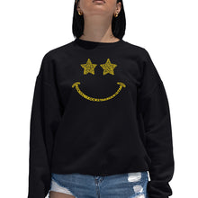 Load image into Gallery viewer, Rockstar Smiley  - Women&#39;s Word Art Crewneck Sweatshirt