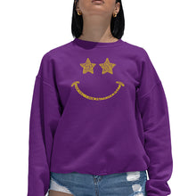 Load image into Gallery viewer, Rockstar Smiley  - Women&#39;s Word Art Crewneck Sweatshirt