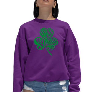 St Patricks Day Shamrock  - Women's Word Art Crewneck Sweatshirt