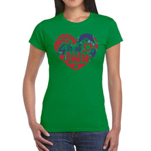 Load image into Gallery viewer, Women&#39;s Word Art T-Shirt - July 4th Heart