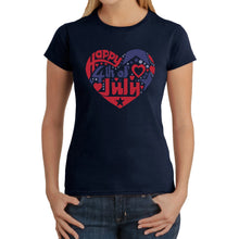 Load image into Gallery viewer, Women&#39;s Word Art T-Shirt - July 4th Heart