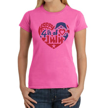 Load image into Gallery viewer, Women&#39;s Word Art T-Shirt - July 4th Heart