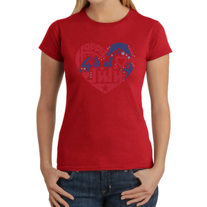 Women's Word Art T-Shirt - July 4th Heart