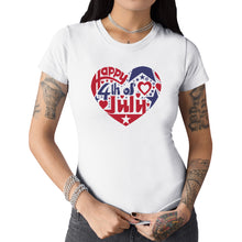 Load image into Gallery viewer, Women&#39;s Word Art T-Shirt - July 4th Heart