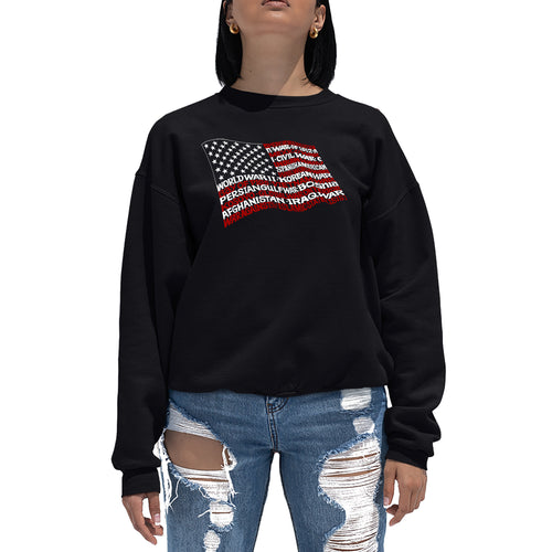 American Wars Tribute Flag - Women's Word Art Crewneck Sweatshirt