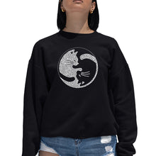 Load image into Gallery viewer, Yin Yang Cat  - Women&#39;s Word Art Crewneck Sweatshirt