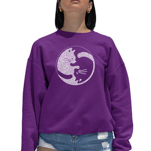 Yin Yang Cat  - Women's Word Art Crewneck Sweatshirt