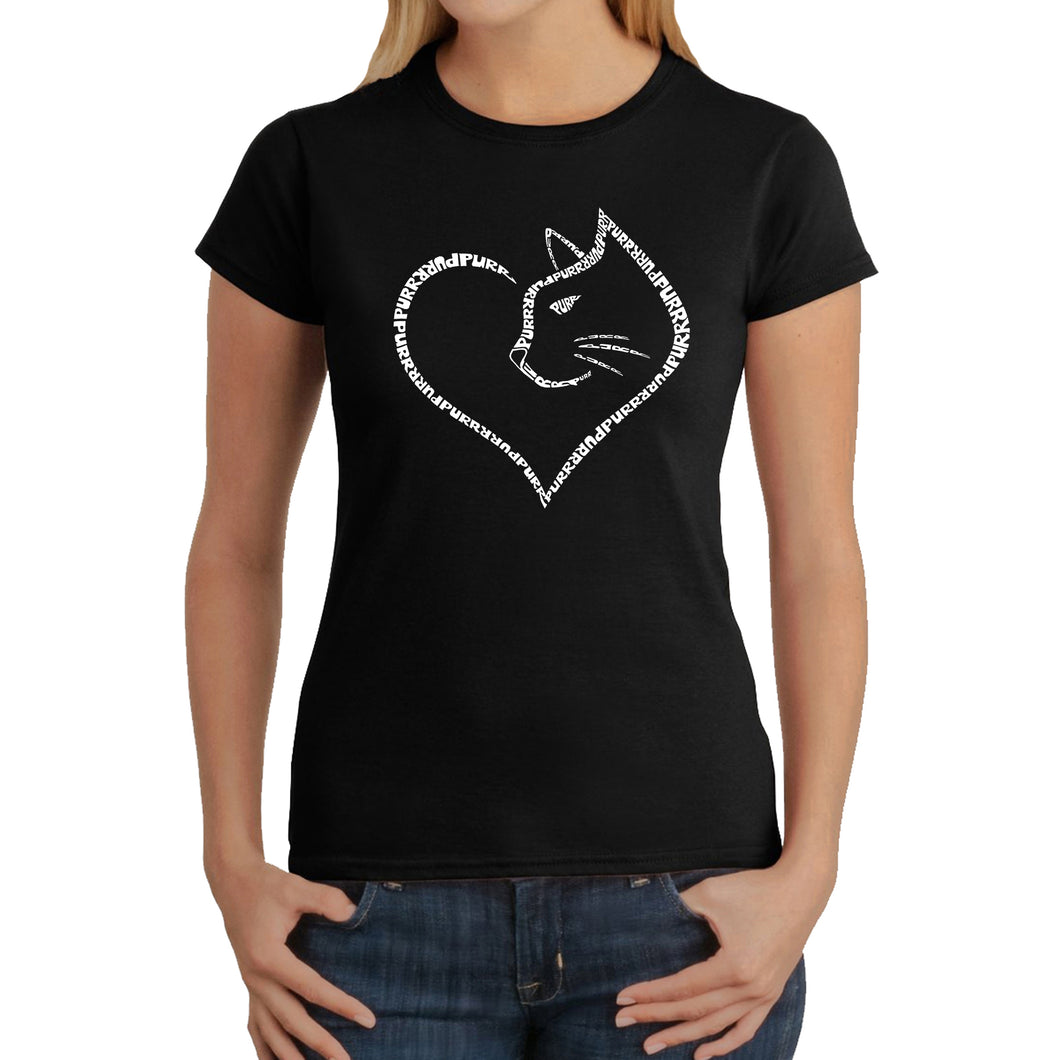 Cat Heart - Women's Word Art T-Shirt