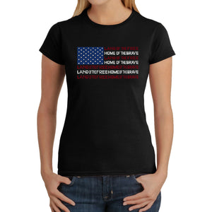Land of the Free American Flag  - Women's Word Art T-Shirt
