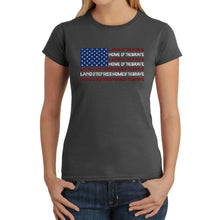Load image into Gallery viewer, Land of the Free American Flag  - Women&#39;s Word Art T-Shirt
