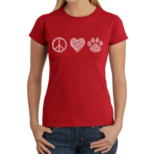 Peace Love Cats  - Women's Word Art T-Shirt