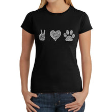 Load image into Gallery viewer, Peace Love Dogs  - Women&#39;s Word Art T-Shirt
